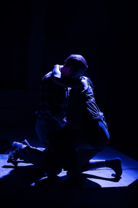 Dillon Heape as Man and Philip Estrera as Stranger in Hunger & Thirst Theatre's Strangers in the Night_photo by Al Foote III