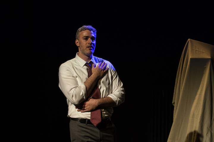 Jordan Kaplan as Frank in Hunger &amp; Thirst Theatre's Strangers in the Night_photo by Al Foote III